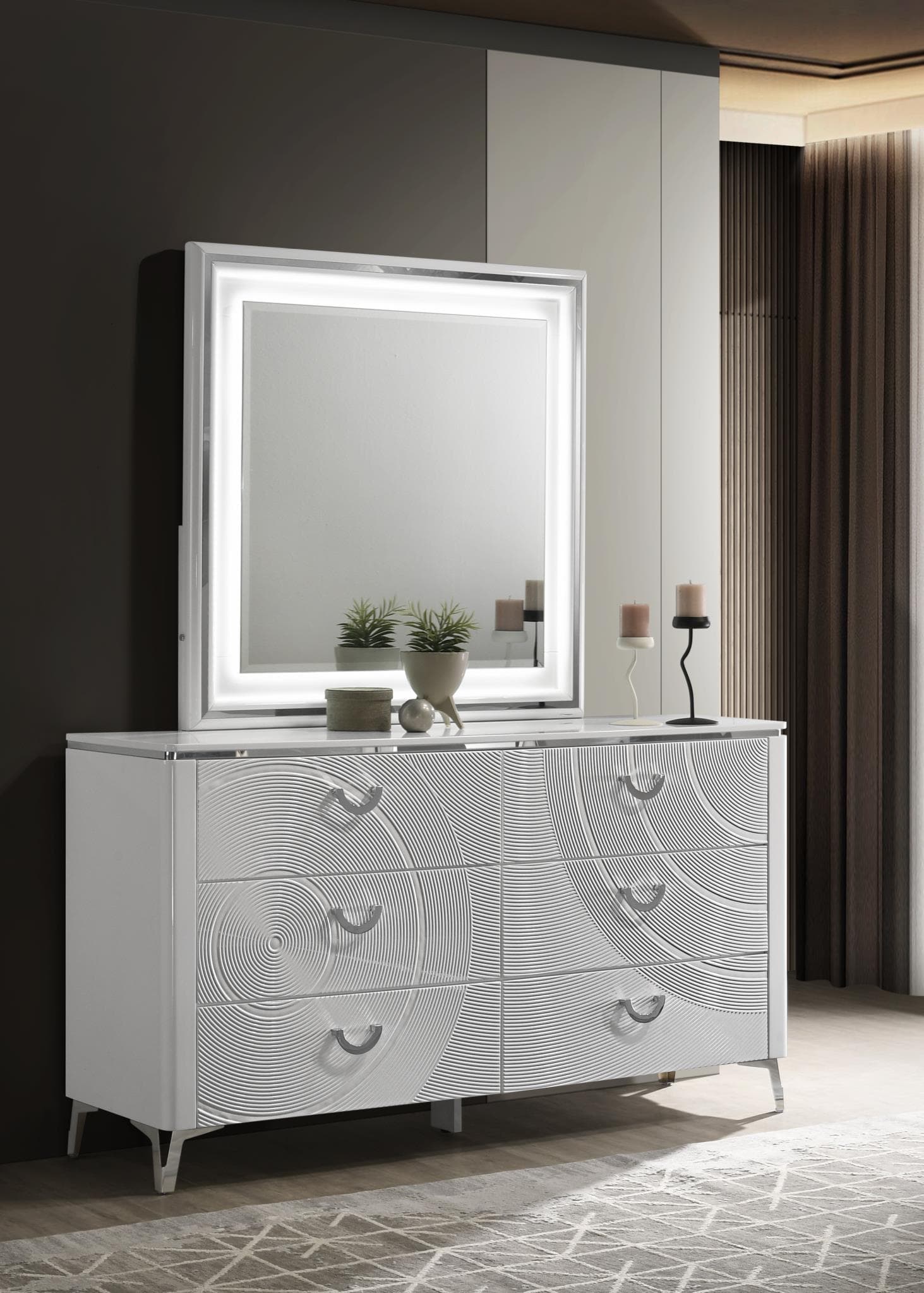 WHITE BEVEL MIRROR