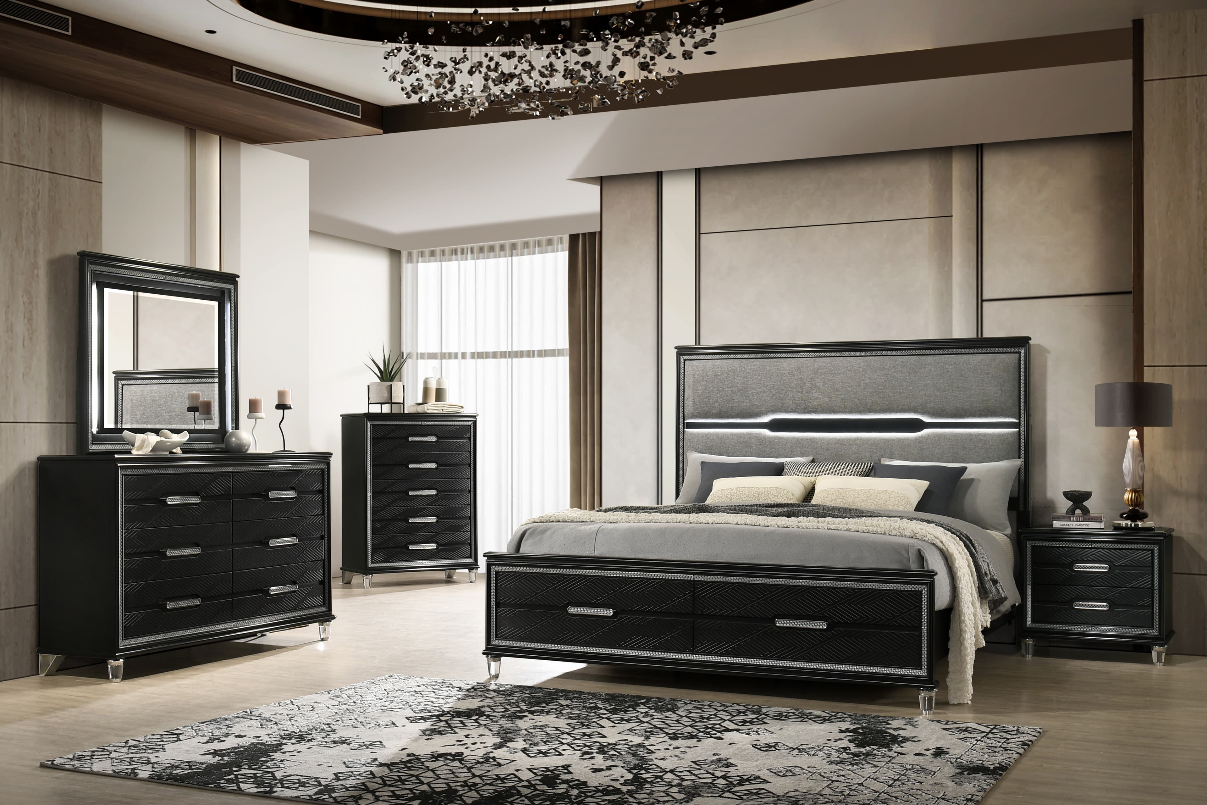 B135 King Bed — Sleek Black